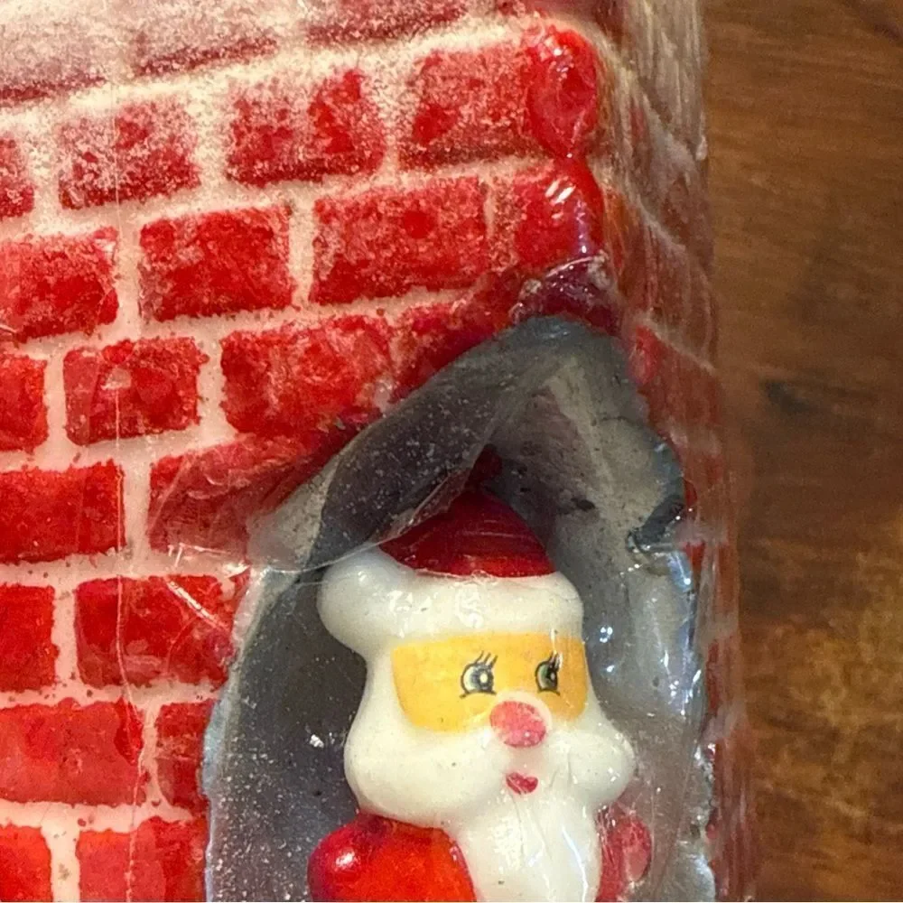 Vtg Kameyama Santa Claus Christmas Candle Chimney Snow Japan Holiday Decor